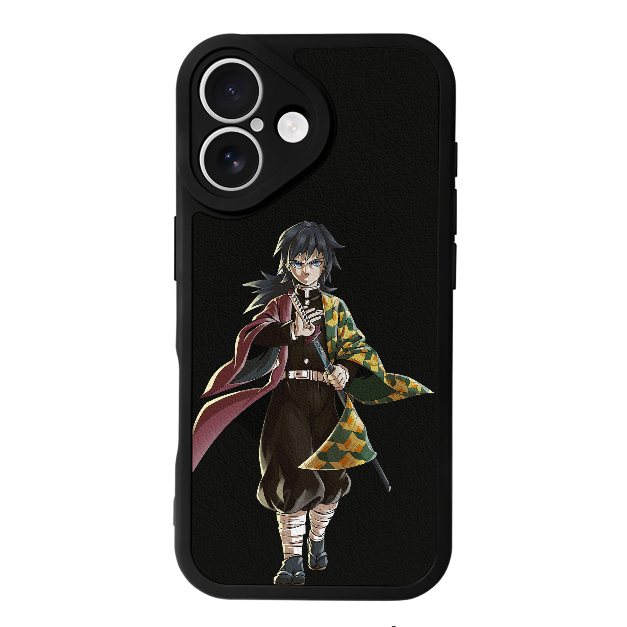 （画像用） 鬼滅の刃（きめつのやいば）水柱-冨岡 義勇／とみおか ぎゆう Tomioka Giyuu 【iPhone 16シリーズ対応】シリコンスマホケース（レザー調） 材質：シリコン
